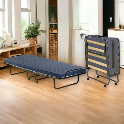 Image de Polaveno - Lit pliant, bleu, Matelas inclus  Italy