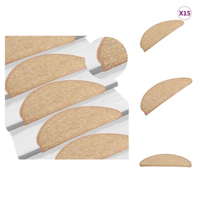 Productafbeelding van vidaXL Antislip trapmatten, zelfklevend, 15 stuks, lichtbruin, 65x21x4 cm - Trapmatten