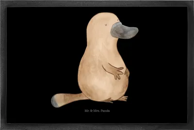 Produktbild von Mr. & Mrs. Panda Schmutzmatte Schnabeltier Mut 50 x 75 cm - Schwarz - Geschenk, Raodtrip, Bodenvorleger, Gummimatte, Schmutzfangmatte, Arbeit, fußmatte, Fussmatte, Meer