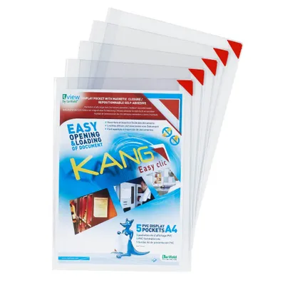 Obrázok produktu pre tabuľka 194770 5 náhľad Magnet-Tasche KANG Easy clic, DIN A4, rot