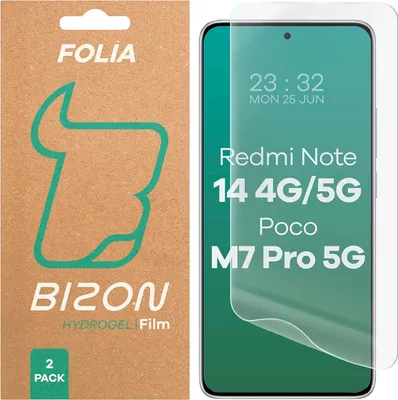 Produktbild von Bizon Glas Hydrogel Front Xiaomi Redmi Note 14 4G / 5G [2 PACK]