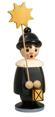 Produktbild von Miniaturfiguren Frierendes Kurrendekind mit Stern rot Höhe 19cm