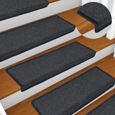 Produktbild von vidaXL Stufenmatten 30 Stk. 65 x 21 x 4 cm Dunkelgrau und Blau Rechteckiger Rand