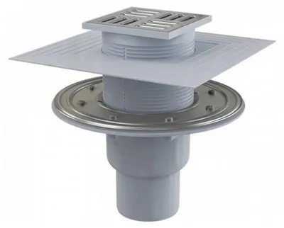 Obrázok produktu pre Podlahová vpusť priama DN50/75, nerezová mriežka 105mm, uzávera Smart