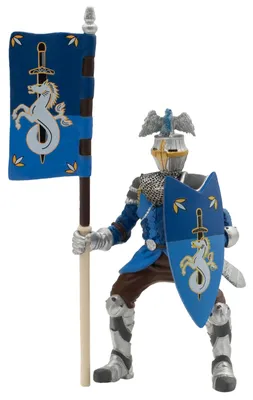 Produktbild von Bullyland Spielfigur Ritter blau 12,5 cm mit Schild und Fahne, PVC-frei
