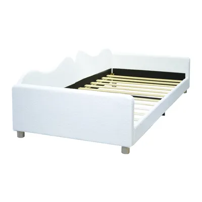 Obrázek produktu pro okwish Dětská postel 90x200 cm, multifunkční měkká pohovka, s opěrkou, teddy tkanina, pohodlný spánek, pro teenagery, jako pohovka pro hosty, bílá