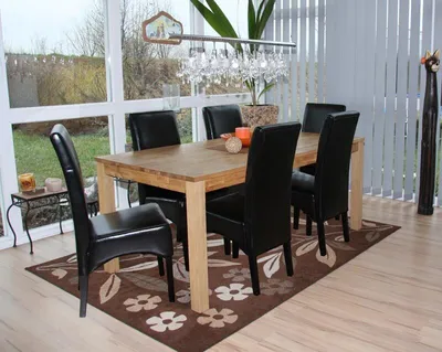 Produktbild von 6er-Set Esszimmerstuhl Küchenstuhl Stuhl Latina, LEDER  schwarz, dunkle Beine
