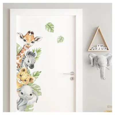 Imagen del producto de Calcomanías para pared con motivos de animales de la selva, ideales para habitaciones infantiles