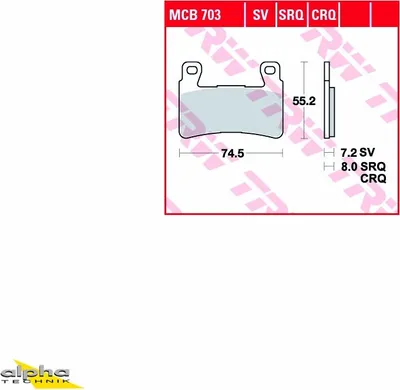 Immagine prodotto di TRW Set di pastiglie freno MCB703SV CBR900RR Fireblade SC33 GT250 GT250