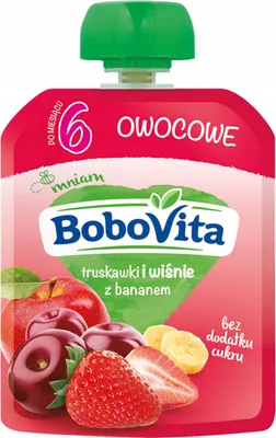 Zdjęcie produktu dla BoboVita Truskawki i wiśnie z bananem po 6 miesiącu 80 g