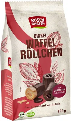 Produktbild von Dinkel Waffelröllchen - Zartbitter 150g