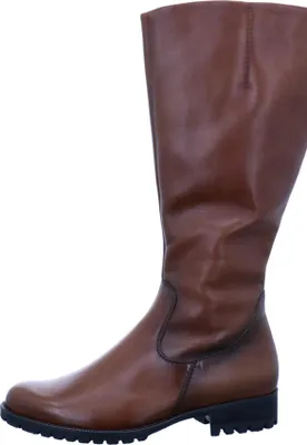 A single brown leather boot shown from the side against a white background.