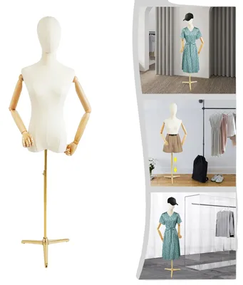 Immagine prodotto di Manichino busto, supporto regolabile, materiale resistente, bianco sporco