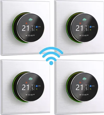 Produktbild von 4X WiFi Thermostat Digital LCD Raumthermostat Programmierbare Wandthermostat Unterputz Fußbodenheizung fuer 5A Warmwasserbereitung ,Tastensteuerung/Mobile APP/Sprachsteuerung Innenthermometer, Weiß