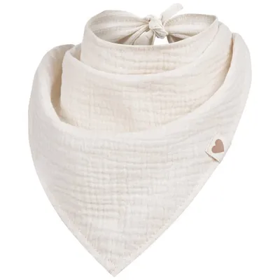 Produktbild von Halstuch Dreieckstuch Bindetuch Kopftuch Uni Mädchen Junge Baby Musselin, Creme