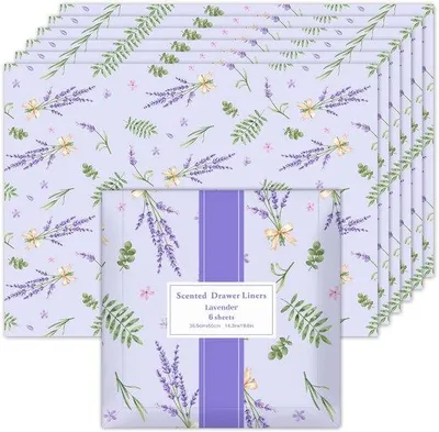 Image de Papier parfumé à la lavande pour tiroirs, 6 feuilles, à insérer