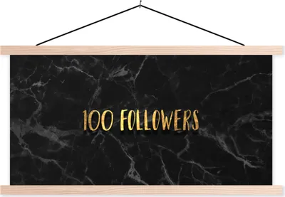 Produktbild von MuchoWow® Textilposter Soziale Medien - Instagram - Gold - Marmor 120x60 cm mit holzfarbenen Rahmen - Klemmleiste