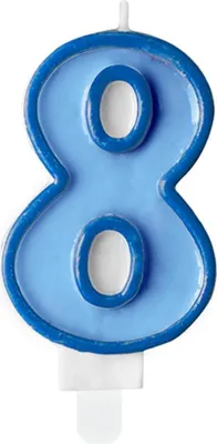 Image de Bougie d'anniversaire 8, bleue, 7 cm