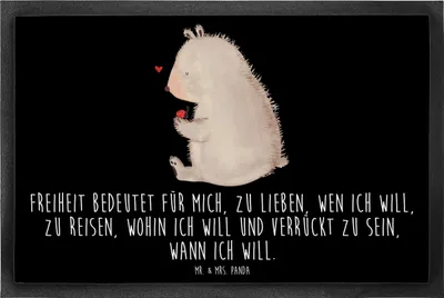 Produktbild von Mr. & Mrs. Panda Türvorleger Bär Marienkäfer 60 x 90 cm - Schwarz - Geschenk, fußmatte, Motivation, Fußabtreter, Bodenvorleger, Freiheit, Teddy, Schmutzfangmatte, Liebe
