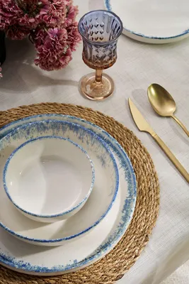 Obrázok produktu pre Hermia Concept, Roundy - Blue, jedálenský servis (24-dielny), biely, 100 % PORCELÁN, 27 x 27 x 2 cm
