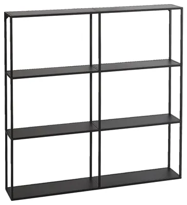 Produktbild von Wandregal NILS aus schwarzem Metall, 90 cm breit, 90 cm hoch, 15 cm tief