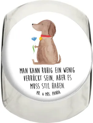 Produktbild von Mr. & Mrs. Panda Bonboniere Hund Blume L 870ml - Weiß - Geschenk, Vorratsdose, Süß, Dekoglas, Hundemotiv, Kaffeedose, Haha, Naschglas, Hunde, glasbehälter, Stil