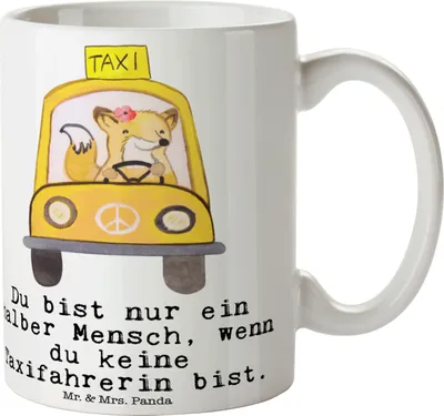 Produktbild von Mr. & Mrs. Panda Kaffeetasse Taxifahrerin Herz - Weiß - Geschenk, Kaffeebecher, Bedruckte Tasse, Teebecher, Pott