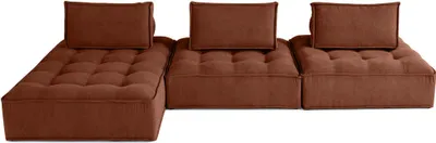 Image de Lisa Design Marisol - canapé d'angle modulable 4 places - velours texturé , Terracotta