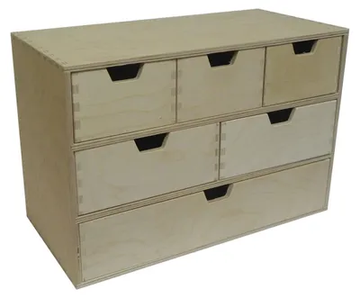 Holz-Aufbewahrungsbox mit 6 Schubladen, 42x28x20 cm