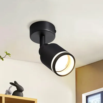 Obrázek produktu pro ZMH LED stropní světlo 1 plamen černá stropní lampa spoty GU10 otočné vnitřní kovové stropní spoty pro chodbu obývací pokoj kuchyň obývací prostor bez žárovek