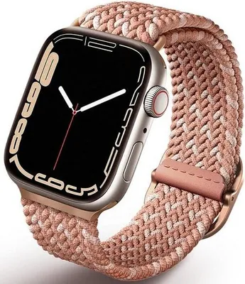 Imagen del producto de Correa trenzada para Apple Watch de la marca Pasek Uniq, modelo Aspen, compatible con los modelos 1, 2, 3, 4, 5, 6, 7, 8, SE y SE 2, en tallas 40/38 y 41 mm. Color: rosa