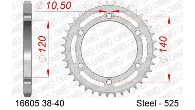Produktbild von AFAM Kettenrad 16605-40 Hinten für KAWASAKI MOTORCYCLES W Stahl