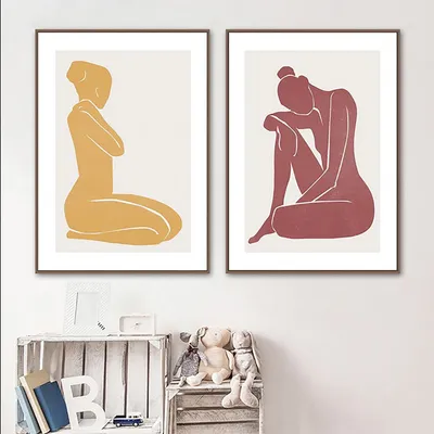 Produktbild von TPFLiving Kunstdruck LW-1725 (OHNE RAHMEN) Poster - Leinwand - Wandbild - Hochauflösender Giclée-Druck, langlebig und hochwertig - Abstrakte Frauenkörper -  - Größe: 25x36cm