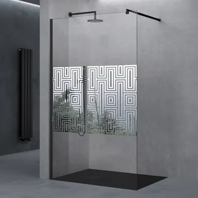Produktbild von doporro Duschwand für Dusche Duschabtrennung 120x200cm Schwarz Walk-In Dusche 10mm ESG-Sicherheitsglas Labyrinth inkl. NANO Bremen02DM