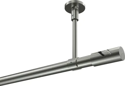 Produktbild von Interdeco Gardinenstange / Vorhangstange Edelstahl-Optik, Typ Sonette Zoena (Glitzerzylinder) ohne Ringe, Deckenmontage, 20 mm Ø 1-läufig, 520 cm