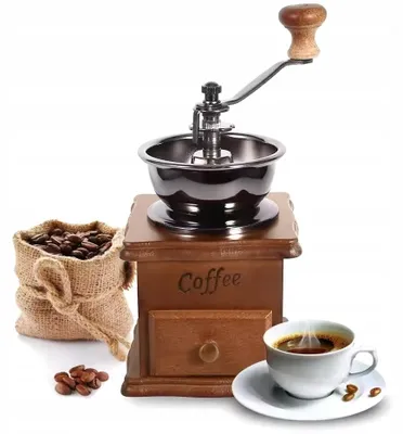 Produktbild von Handkaffeemühle Aus Holz Mit Einstellbarer Mahlstufe Im Rustikalen Stil