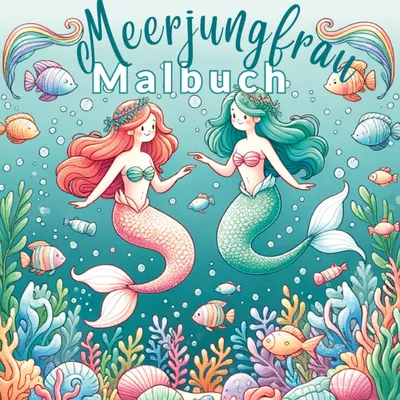 Produktbild von Meerjungfrauen-Malbuch mit 55 Fantasievollen Ausmalvorlagen für Mädchen!
