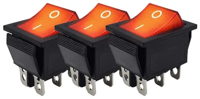 Produktbild von ProRide Wippschalter ON/OFF KCD4-202, 3-polig, 250 V/16 A, Rot, 3 Stück