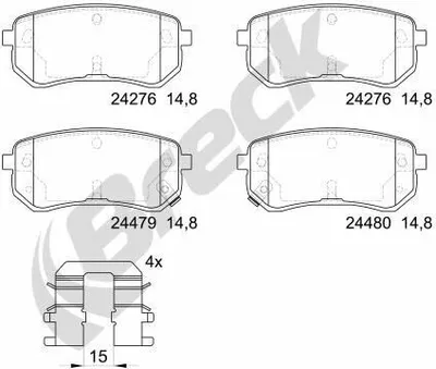 Produktbild von BRECK Bremsbeläge Satz Hinten Bremsklötze für HYUNDAI i10 (PA) 24276 00 704 10