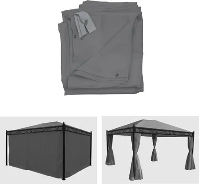 Produktbild von 4er-Set Seitenwand für Pergola Calpe, Ersatzseitenwand Pavillon 4x3m, Polyester  grau