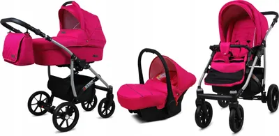 Produktbild von BABYLUX 3in1 Kombikinderwagen Qbaro Bambimo in Magenta, mit Buggy, Wiegefunktion, aus Aluminium, Baumwolle, Kunstleder, für Neugeborene bis 15 kg, EN 1888-1:2018+A1:2022