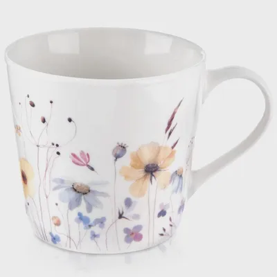 Produktbild von Porzellanbecher 430 ml, florales Design, mikrowellengeeignet