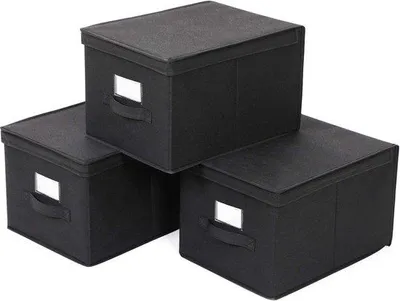 Image de Panier de rangement Set de 3 - Boîte de rangement multifonctionnelle Caisse Panier Compartiments 40x30x25cm noir RFB03H Boîte de rangement - Boîte de rangement