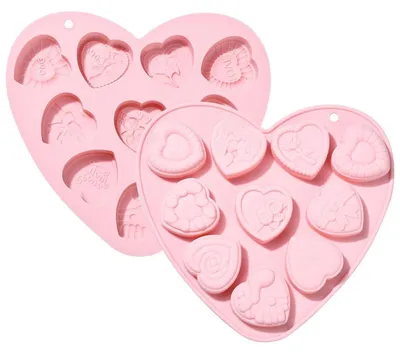 Immagine prodotto di Set di 2 stampi in silicone a forma di cuore - stampi per torte, cioccolata e dolci