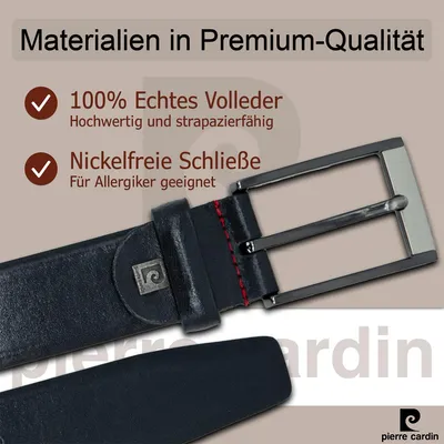 Pierre Cardin Herren-Leder-Gürtel schwarz