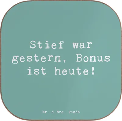 Produktbild von Mr. & Mrs. Panda Untersetzer Tasse Spruch Bonusvater Freude - Meeresbrise - Geschenk, Patchworkfamilie, Tischuntersetzer, Dankeschön, Holzuntersetzer, gläseruntersetzer