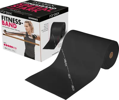 Produktbild von Kintex Fitnessband Bulk Rolle 25m, Übungsband Schwarz, Stark