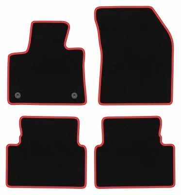 Image de Tapis de sol en moquette pour Citroen C5 Aircross 2019- (crossover) – jeu 4 pièces, noir/rouge, sur mesure – Wielganizator CARLUX – version W0394