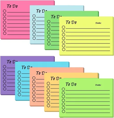 Productafbeelding van Set van 9 Zelfklevende Notities 7x10 cm, 450 Vel, Diverse Kleuren, voor Kantoor