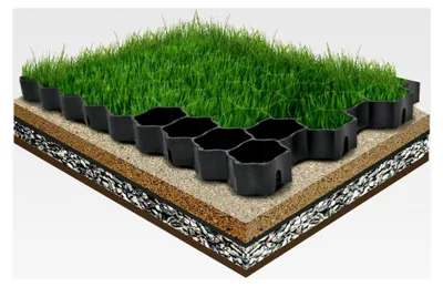Produktbild von Befahrbare Rasengitterplatten - 60 x 40 x 4 cm, schwarz, aus robustem Kunststoff, zur Parkplatzbefestigung, Bodenstabilisierung und Rasenbefestigung, belastbar mit PKW bis zu 1000 t/m²